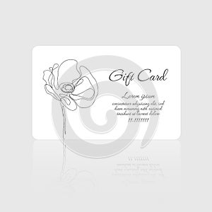 Gift card vector with elegant flower design on white background for beauty salon, spa, massage salon. Gift card template
