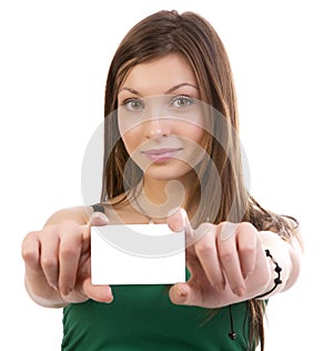 Gift card woman smiling