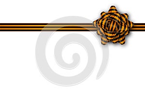 Gift cards with a black and orange tied bow and copy space. 9 May - Victory day template design. Graphic elements with