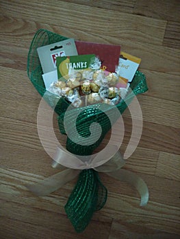 Gift cards bouquet with chocolate flower bundle teacher gift