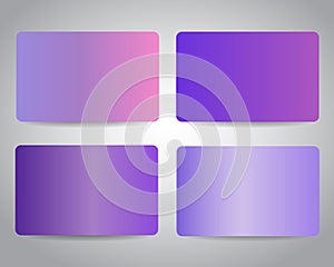 Gift cards or discount cards or credit cards set with purple gradient background