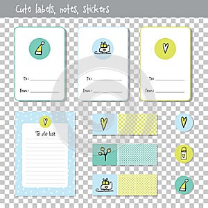 Gift cards. Note paper, Notes, to do list. Organizer planner marks