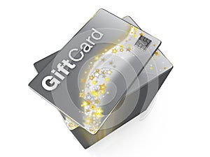 Gift cards with silver background and stars, generic design