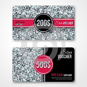 Gift Cards with Silver Foil Texture and Pink Label