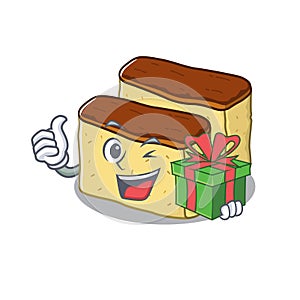 With gift castella cake in the mascot shape photo