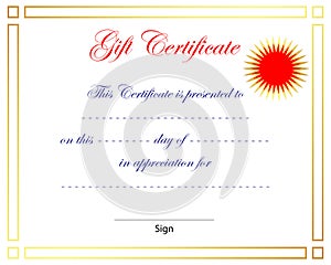 Gift certificate