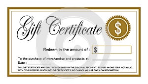 Gift certificate. Free amount card. Vector icon template.