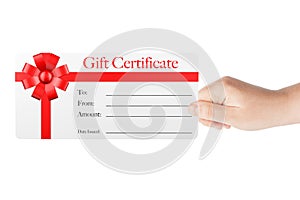 Gift Certificate with Red Ribbon and Bow