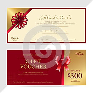 Gift certificate, voucher, gift card or cash coupon template in photo