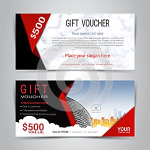 Gift certificates and vouchers template. photo