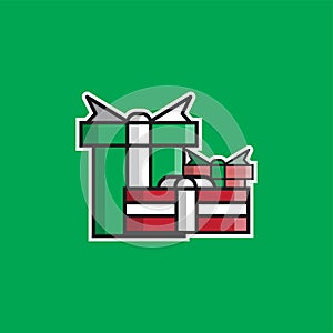 Gift Christmas illustration Icon or striker 