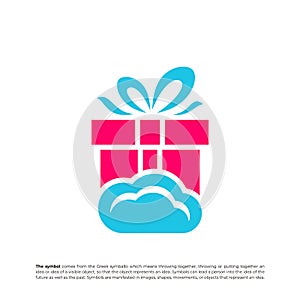 Gift Cloud Logo Design Template. Cloud Gift logo concept vector. Creative Icon Symbol