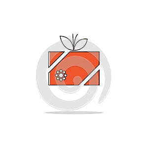 Gift color thin line icon.Vector illustration