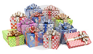 Gift colored boxes with blank gift tag