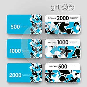 Gift coupon, discount card template with abstract