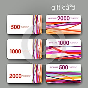 Gift coupon, discount card template with abstract