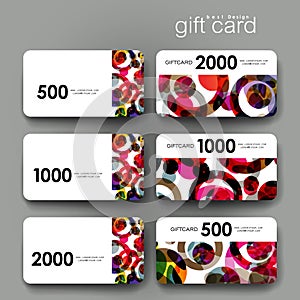 Gift coupon, discount card template with abstract background