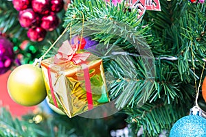 Gift on cristmas tree