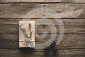 Gift decorated with dried flowers