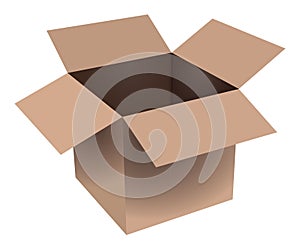 Gift and delivering concept. Empty carton brown box. Vector