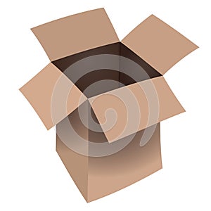 Gift and delivering concept. Empty carton brown box. Vector