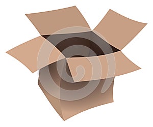 Gift and delivering concept. Empty carton brown box. Vector