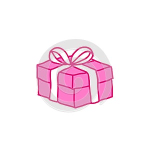 Gift doodle icon, vector illustration