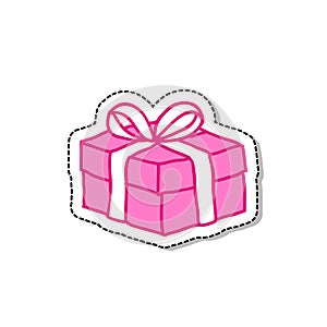 Gift doodle icon, vector illustration