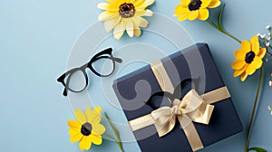 The gift with flowers.AI generated image photo