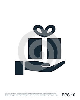 Gift on hand icon illustration