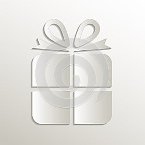 Gift icon, card paper 3D natural