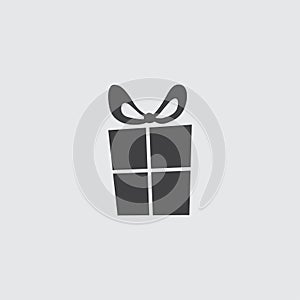 Gift icon in a flat design in black color. Vector illustration eps10