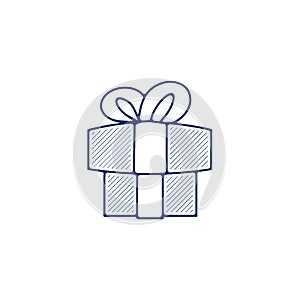 Gift icon. gift box line icon. gift box linear hand drawn pen style line icon