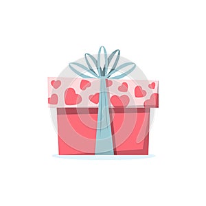 Gift icon with hearts decoration. Valentine day celebration
