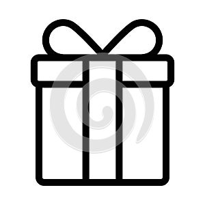 Gift icon linear logo mark in black and white