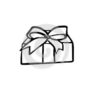 Gift illustration in doodling style isolated on white