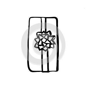 Gift illustration in doodling style isolated on white