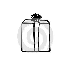 Gift illustration in doodling style isolated on white