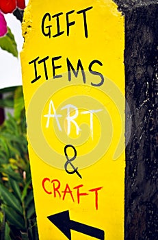 Gift items, art and craft bright conspicuous yellow handmade si