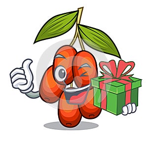 With gift jujube fruit in the shape mascot