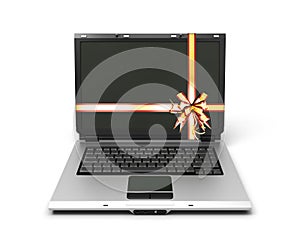 Gift laptop on the white background
