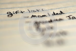 Gift List Written on Notebook for Organization