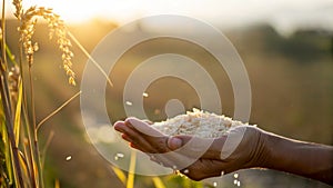 the gift of nourishment: photoreal rice & open palms photo