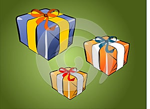 Gift pack on green photo