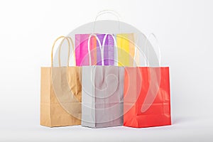 Gift Paper Bags Set Isolated White background