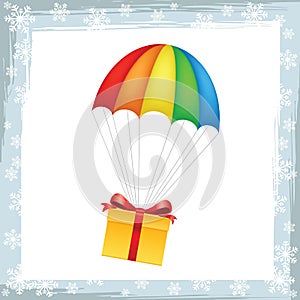 Gift on parachute icon