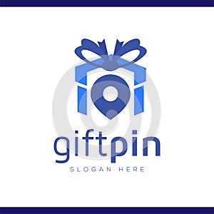Gift pin location logo vector template