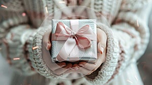 The gift with pink ribbon.AI generated image