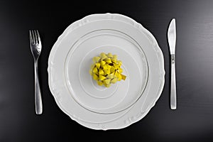 Dinner Setting with Gift. Suprize eating or gift dinner concept