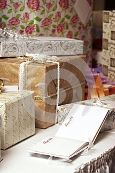 Gift presents at a wedding or birthday party